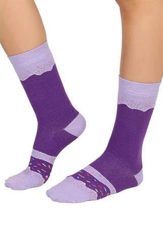 Mono Socks - Tekli Purple Sprinkles Pamuklu Donut Çorap