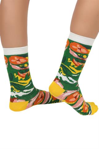 Mono Socks - Tekli Salad Pizza Pamuklu Çorap