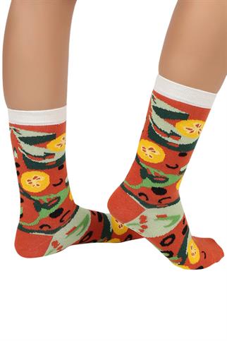 Mono Socks - Tekli Vege Pizza Pamuklu Çorap