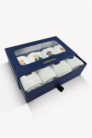 Lesepri - Teddy Bear Nakışlı 4 Parça El Havlusu | Yüz Havlusu