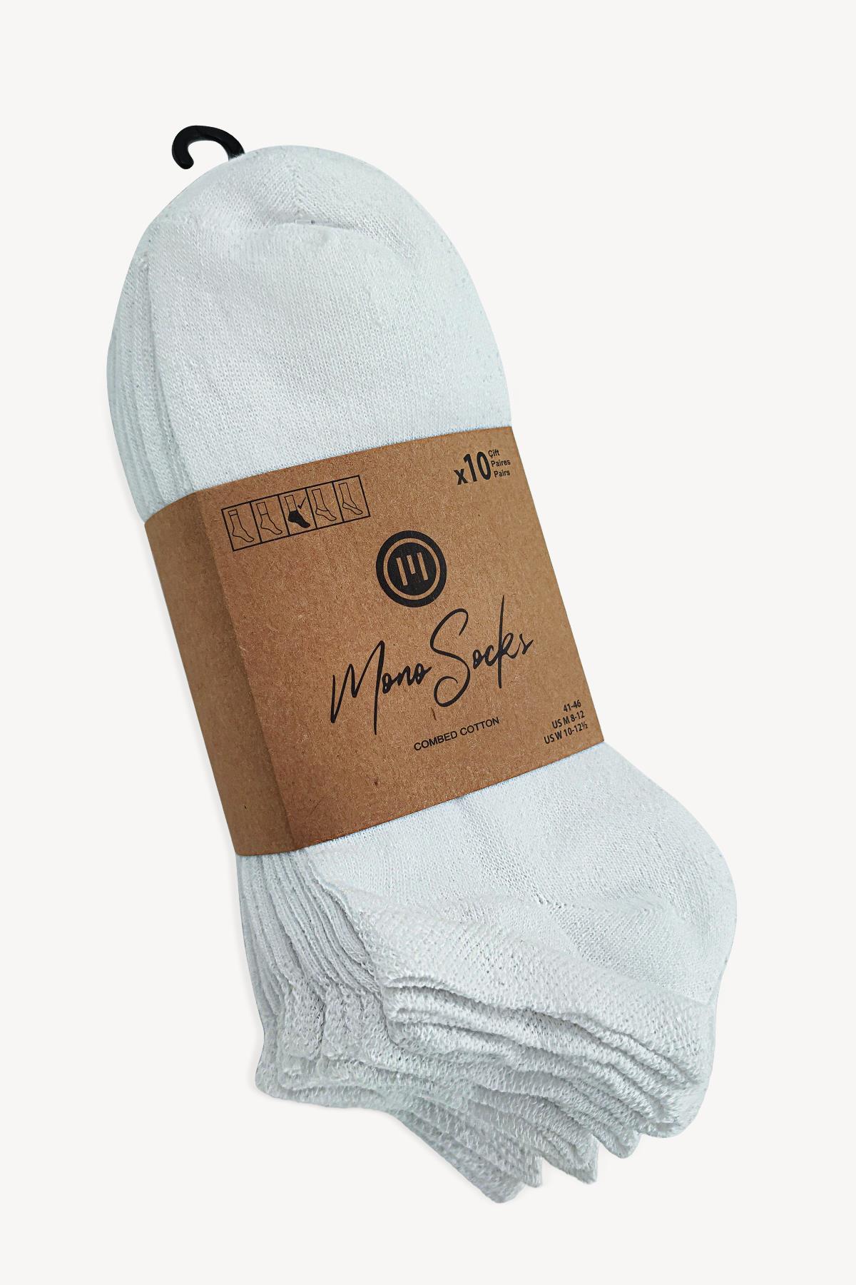 Mono Socks - 10'lu Recycle Pamuk Patik Çorap - Desenli Pamuklu Çoraplar - Mono Socks - Özel Tasarım Çoraplar