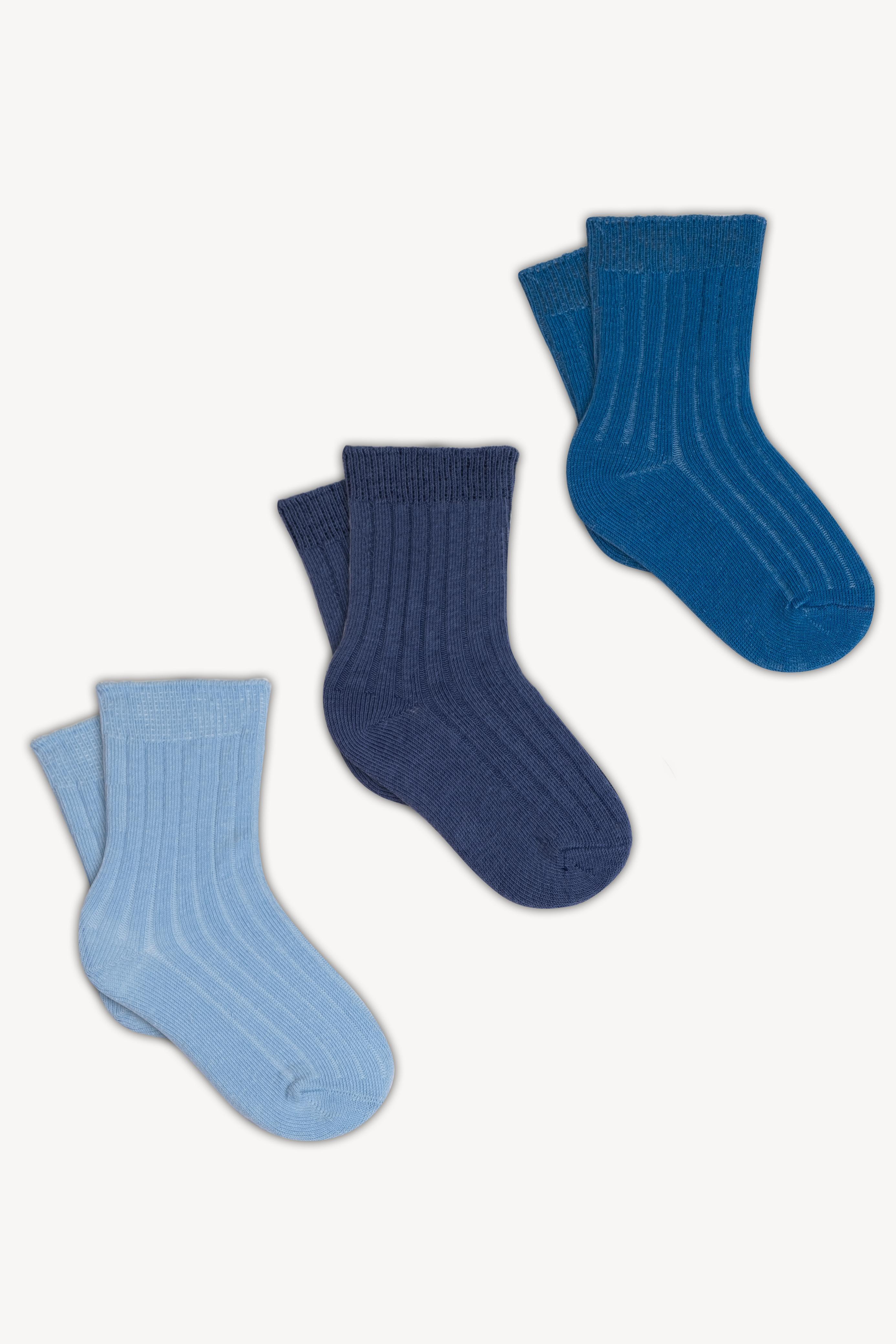 Mono Socks - 3'lü Çocuk Kabartmalı Pamuklu Çorap - Desenli Pamuklu Çoraplar - Mono Socks - Özel Tasarım Çoraplar