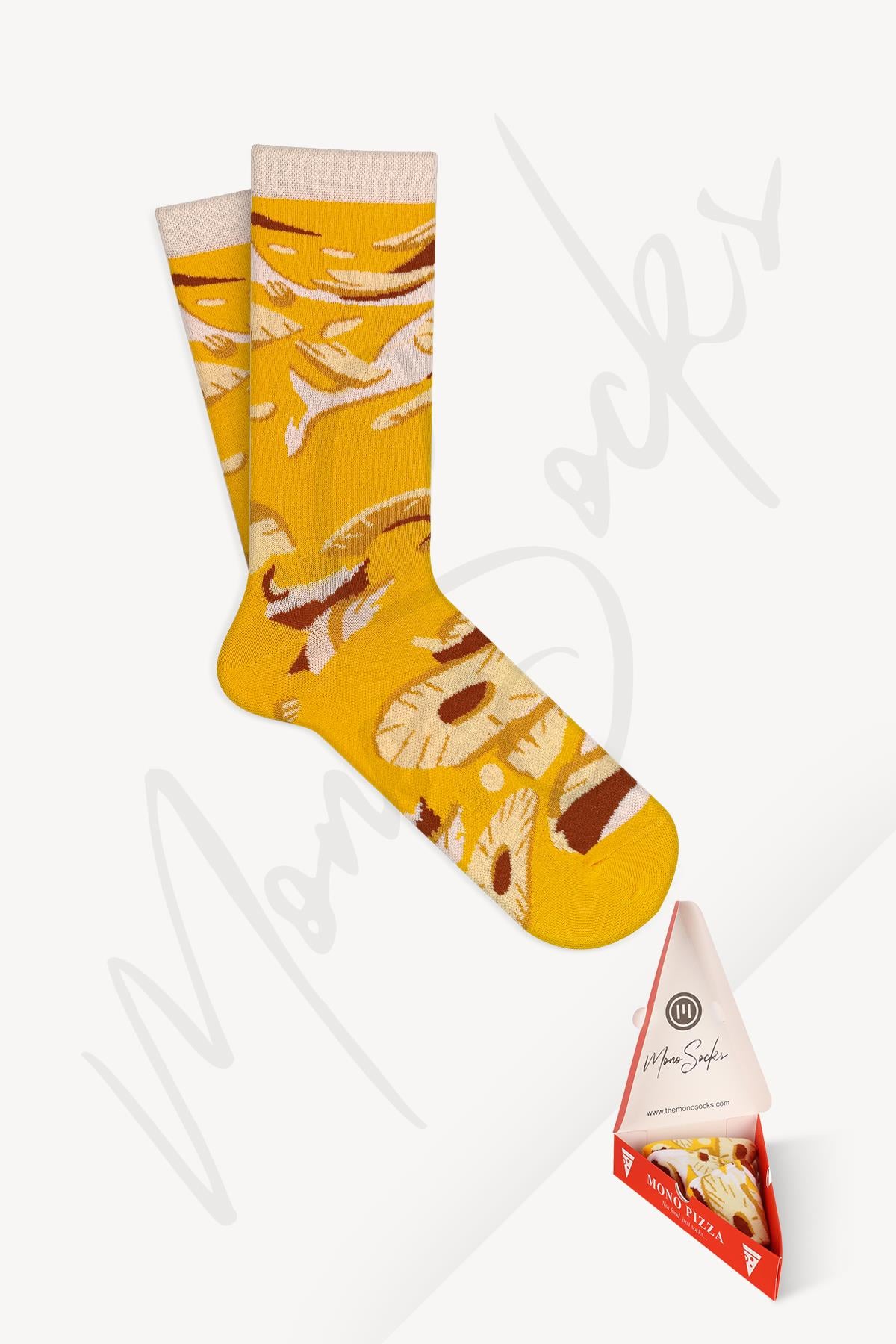 Mono Socks - Hawaiian Pizza Tekli Pamuklu Çorap - Desenli Pamuklu Çoraplar - Mono Socks - Özel Tasarım Çoraplar