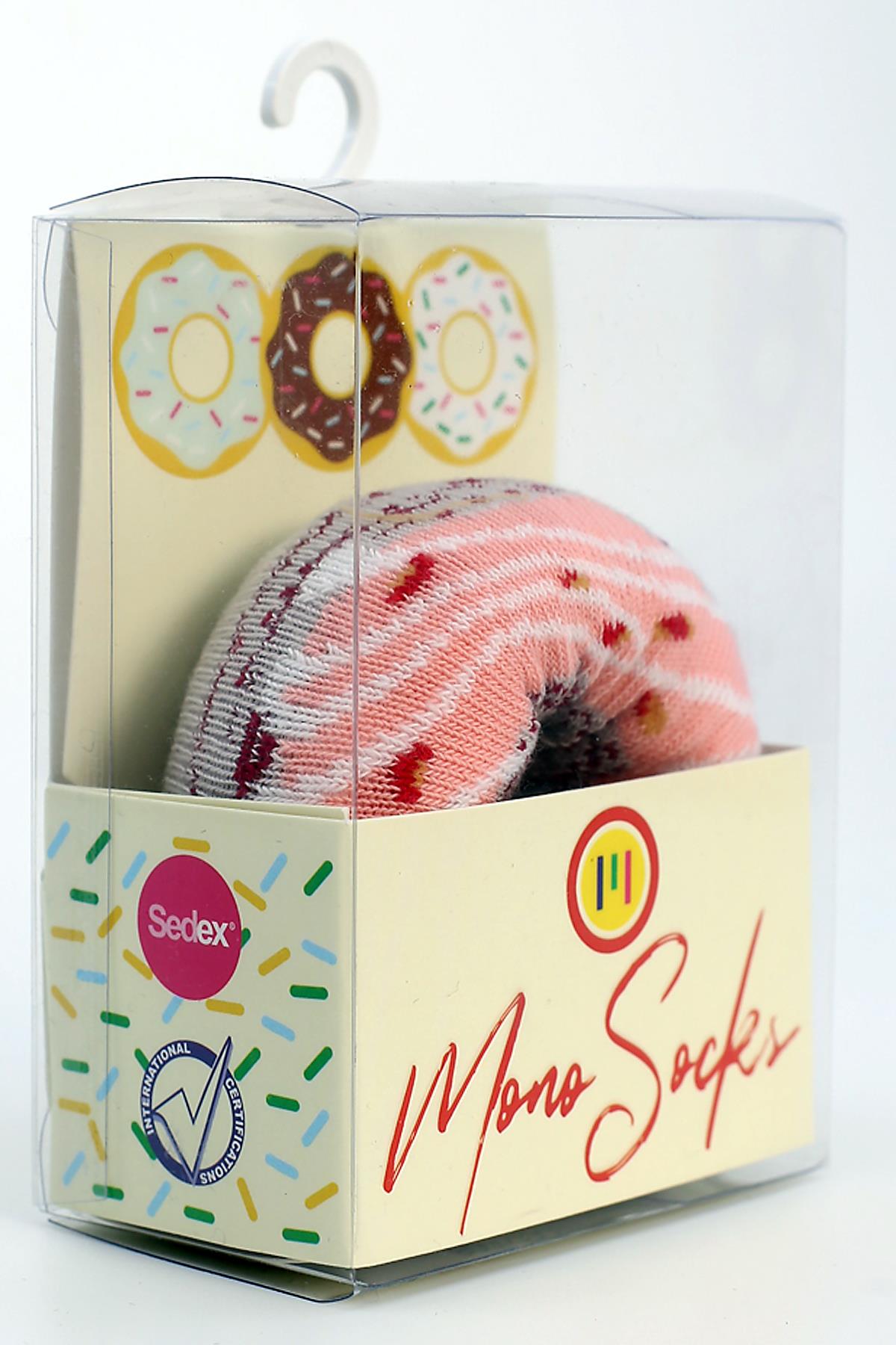 Mono Socks - Pink Caramel Tekli Pamuklu Donut Çorap - Desenli Pamuklu Çoraplar - Mono Socks - Özel Tasarım Çoraplar