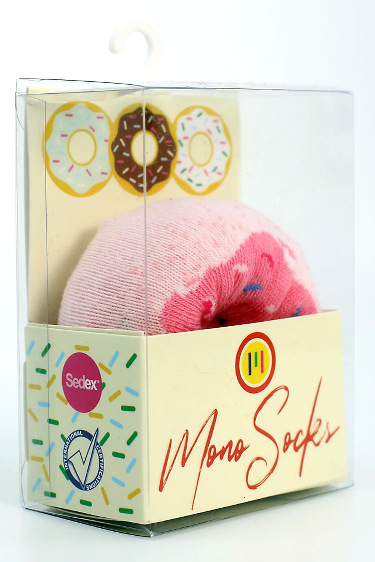 Mono Socks - Pink Sprinkles Tekli Pamuklu Donut Çorap - Desenli Pamuklu Çoraplar - Mono Socks - Özel Tasarım Çoraplar