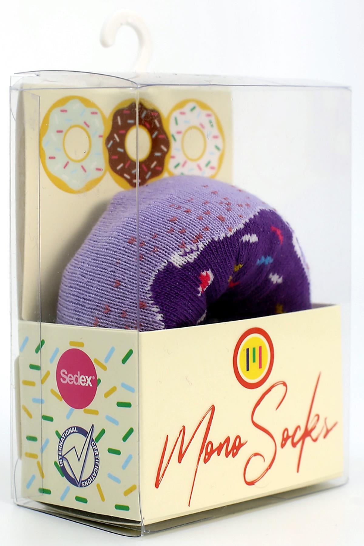 Mono Socks - Purple Sprinkles Tekli Pamuklu Donut Çorap - Desenli Pamuklu Çoraplar - Mono Socks - Özel Tasarım Çoraplar