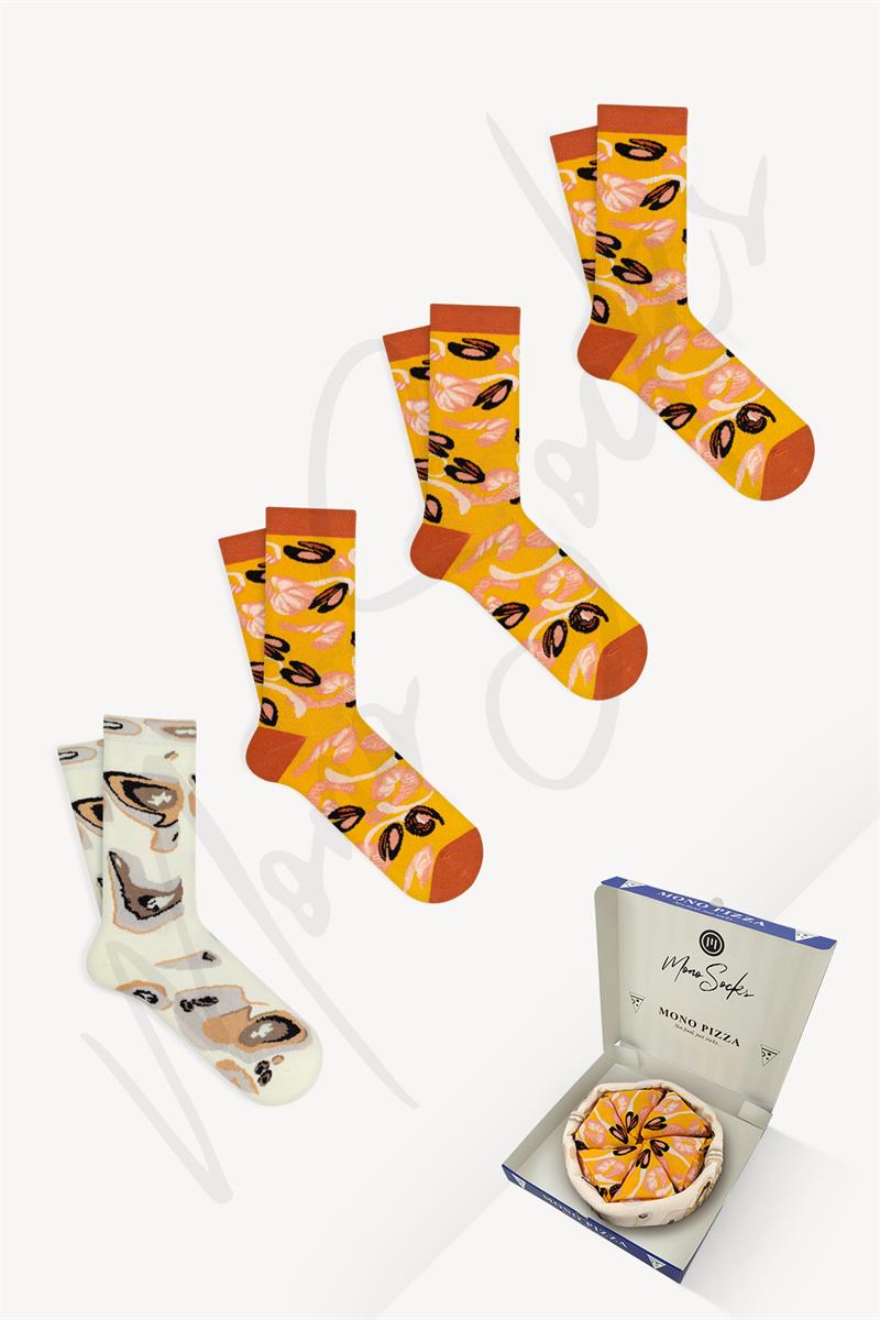 Mono Socks - Frutti Di Mare Pizza 4'lü Pamuklu Çorap