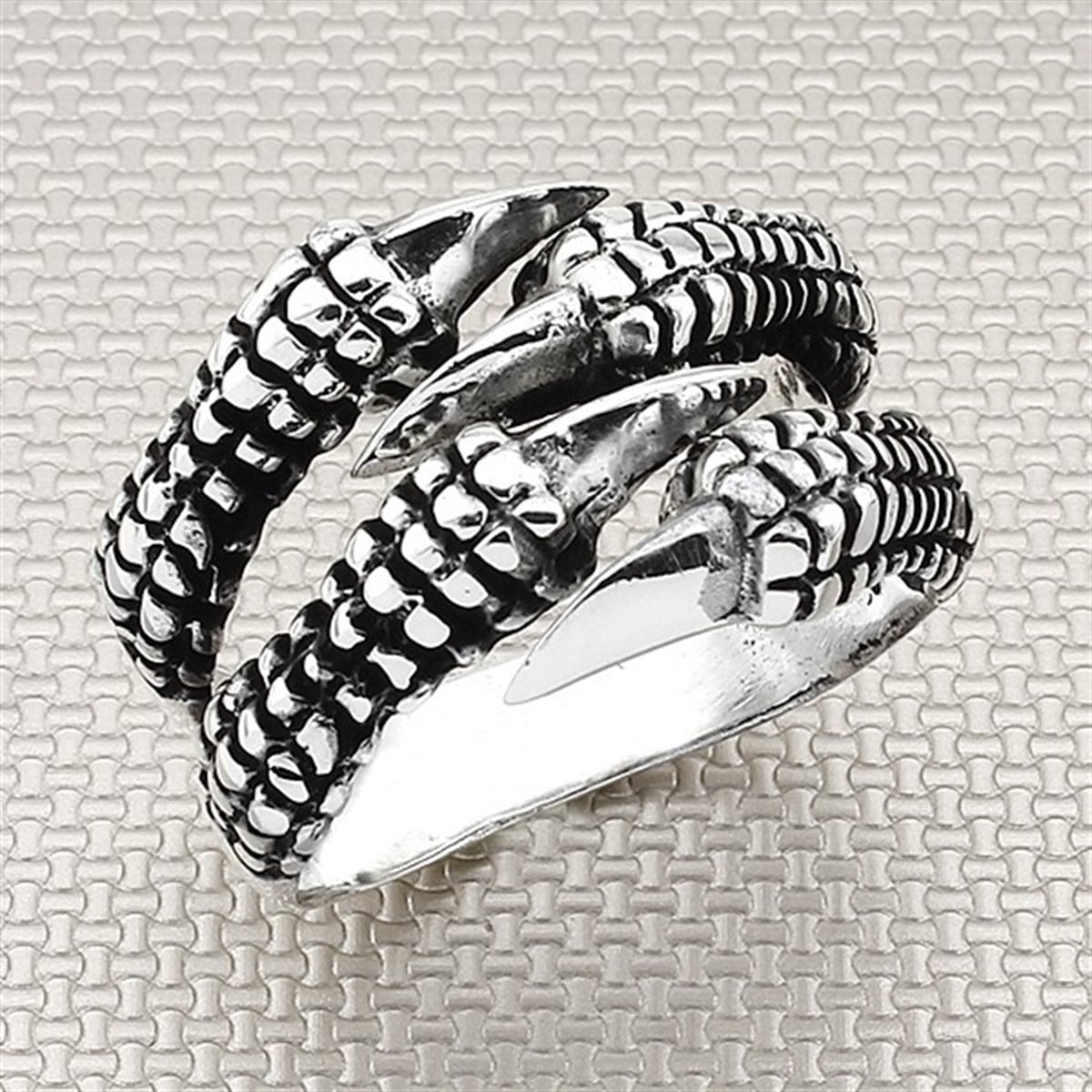 Motorcu Üçlü Pençe Toptan Gümüş Erkek Yüzük