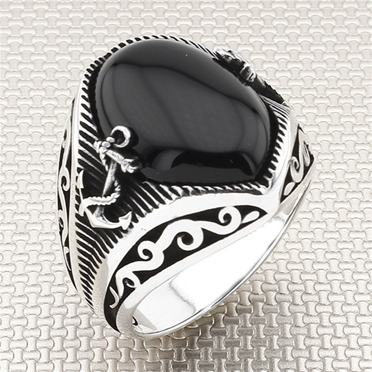 Denizçi Çapa Otantik Tasarım Toptan Gümüş Erkek Yüzük