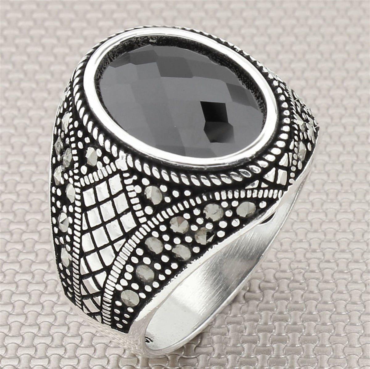 Markazit Taşlı Toptan Gümüş Erkek Yüzük