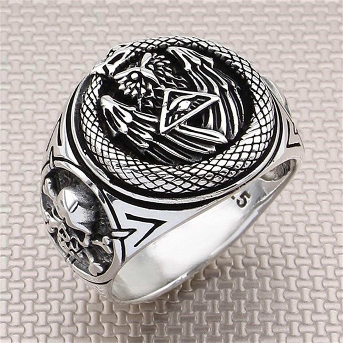 Motorcu Kartal Kurukafa Toptan Gümüş Erkek Yüzük