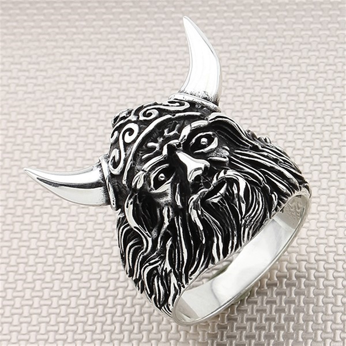 Motorcu Viking Toptan Gümüş Erkek Yüzük