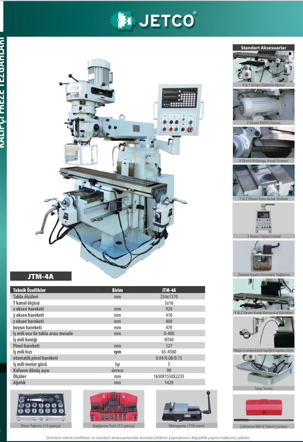 Jetco JTM-4A Kalıpçı Freze Tezgahı