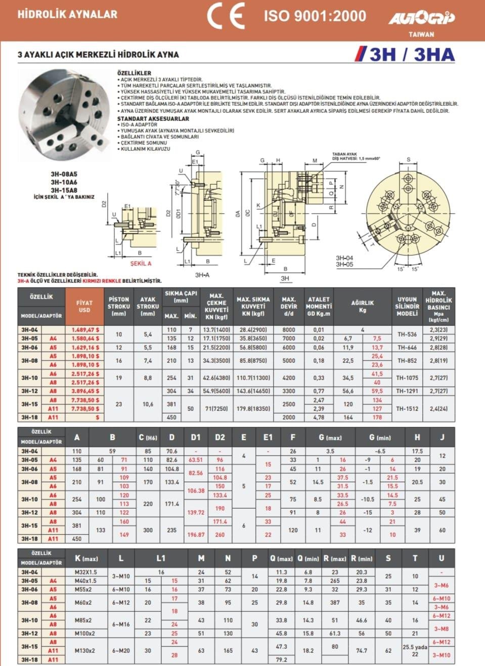 8 İnch 3 Ayaklı CNC Torna Aynası