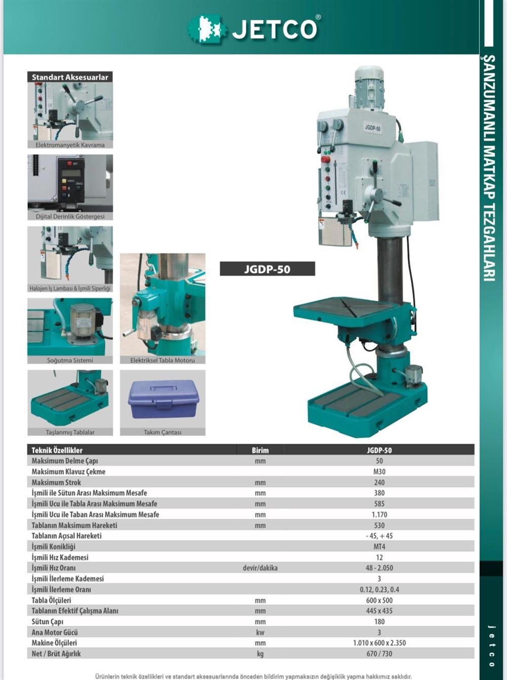 JDGP-50 Şanzımanlı Matkap Tezgahı