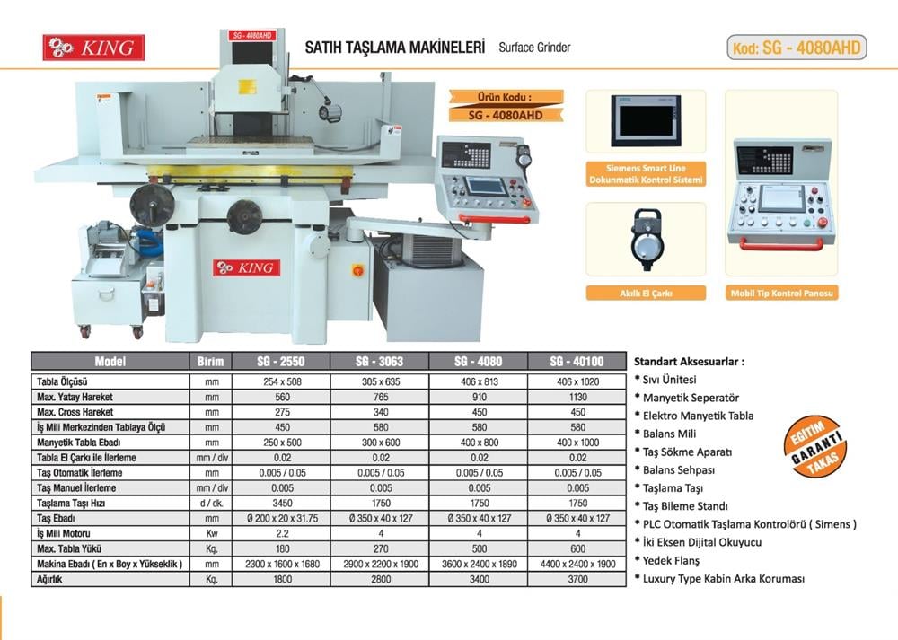 KİNG-SG3063AHD Yüzey Taşlama Tezgahı - Kopya