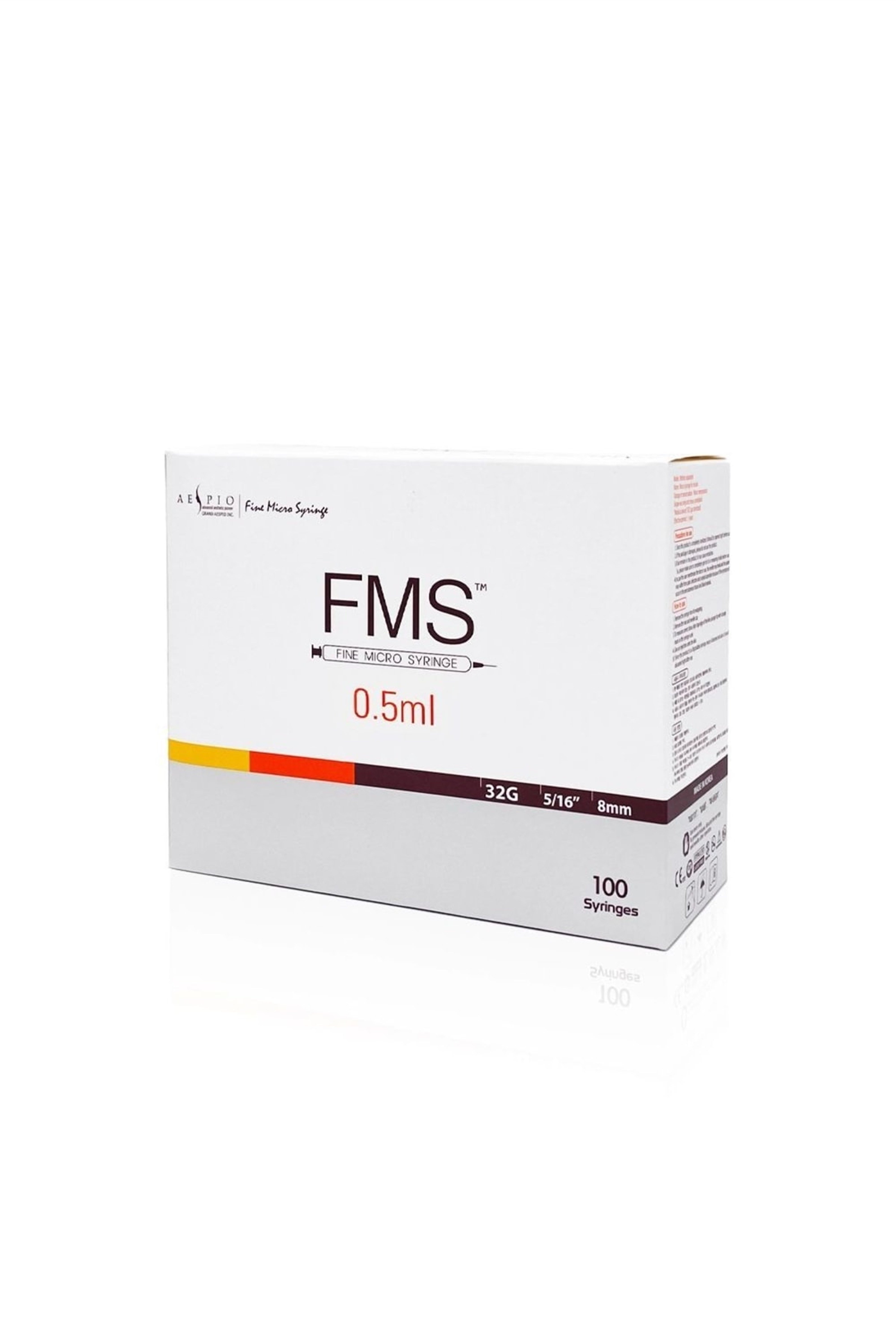 FMS Micro Fine Enjektörü 0.5 ml Enjektör Şırınga (32g x 8mm) - 100 Adet FMS0510