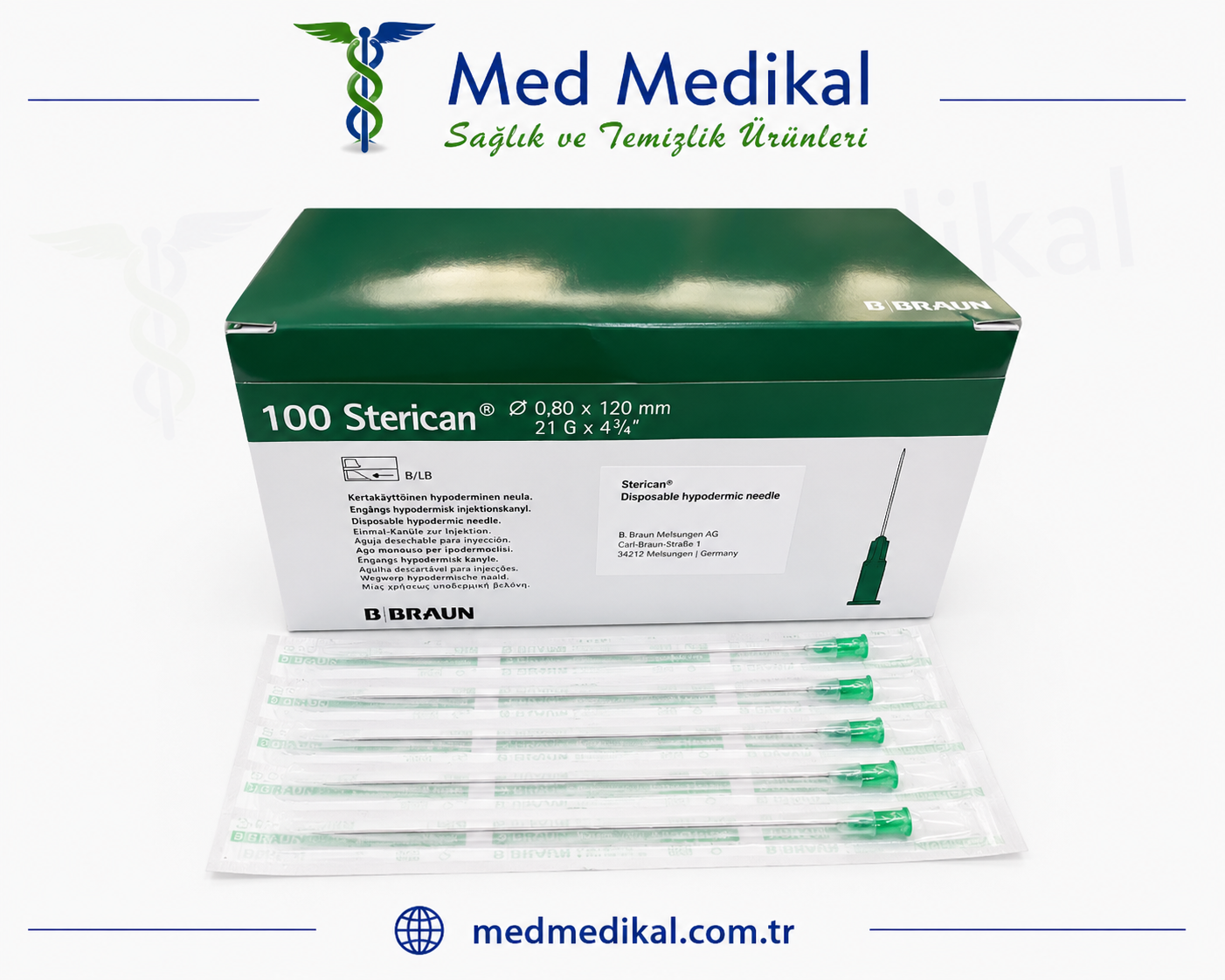 Sterican İğne 21G (0,8x120mm-Yeşil) 100 adet