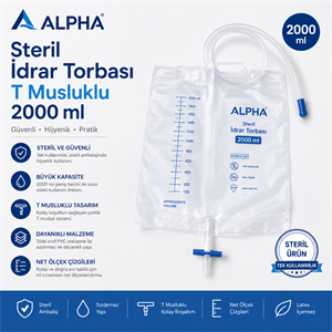 ALPHA Steril İdrar Torbası T Musluklu 2000 ml  1 adet