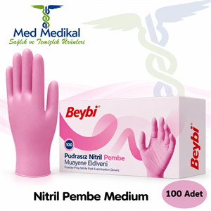 NİTRİL ELDİVEN PEMBE  100 ADET -MEDİUM