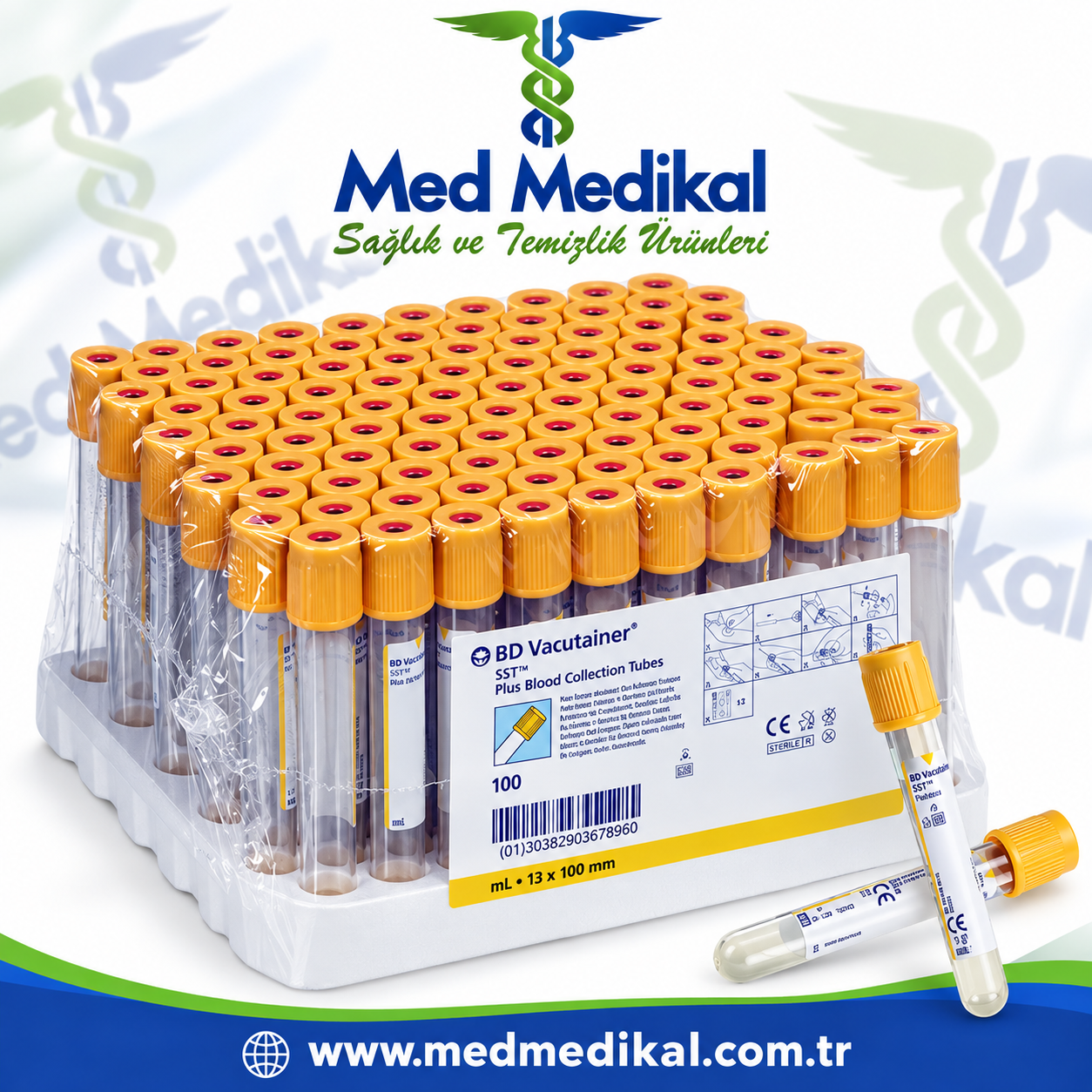 5 ml. JELLİ - B.D. - Sarı Kapaklı - 100 Adet vakumlu