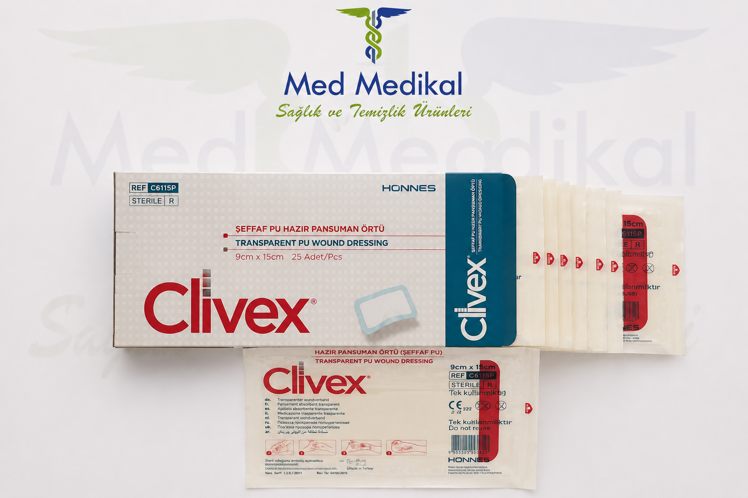 Clivex 9 x 15 cm Steril Hazır Pansuman Yara Örtüsü 1 Adet
