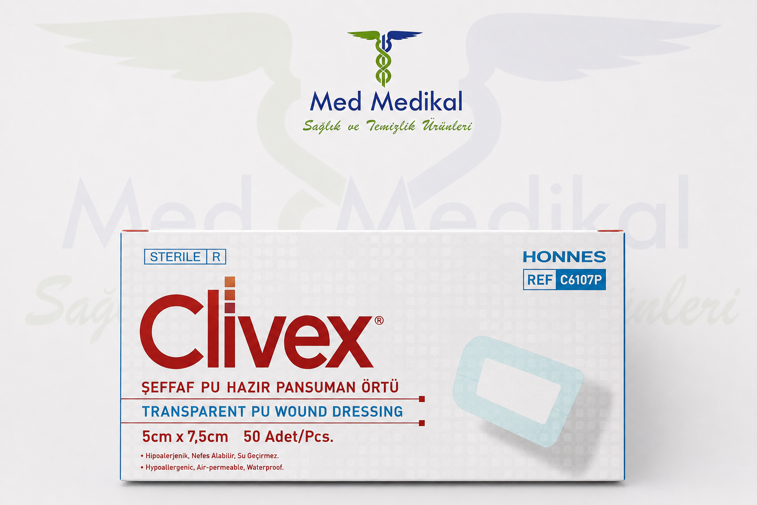 CLİVEX Şeffaf Pu Hazır Pansuman Örtü 5cm X 7,5cm 