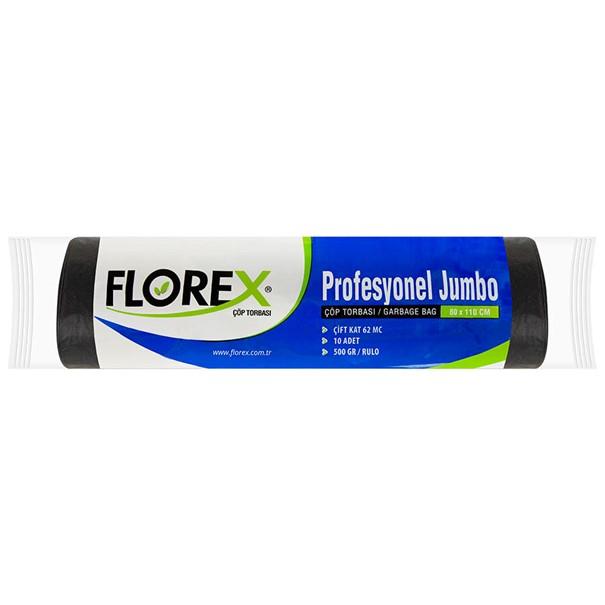 Florex Profesyonel Çöp Torbası Jumbo Boy 80 cm x110 cm Siyah Tek Rulo