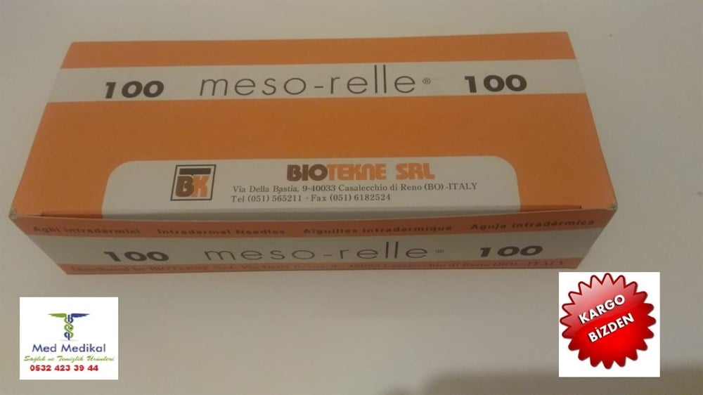 Meso-Relle Mezoterapi İğnesi 27G 6mm 100 adet