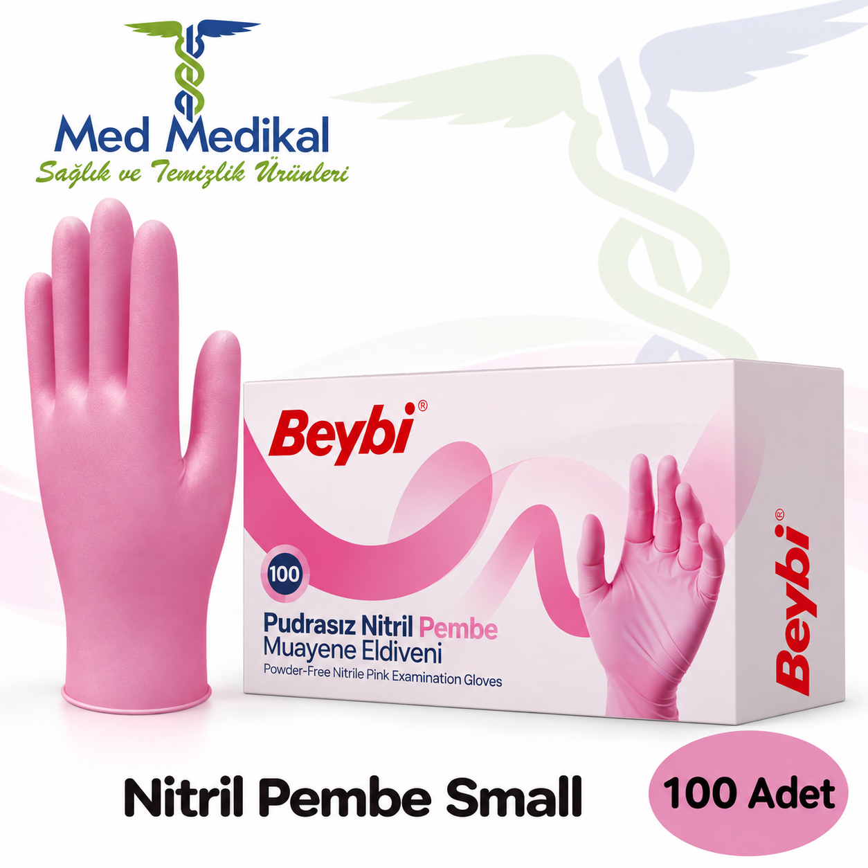 NİTRİL ELDİVEN PEMBE  100 ADET  SMALL