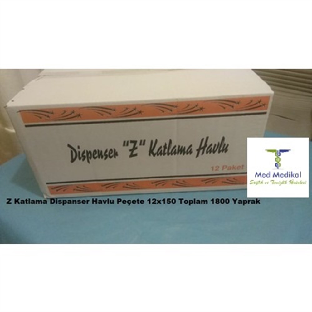 Z Katlama Dispanser Havlu Peçete 12x150 Toplam 1800 Yaprak