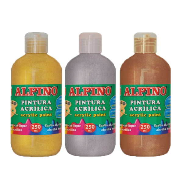 Alpino Akrilik Boya Şişe 250 ML Metalik Beyaz DV000120