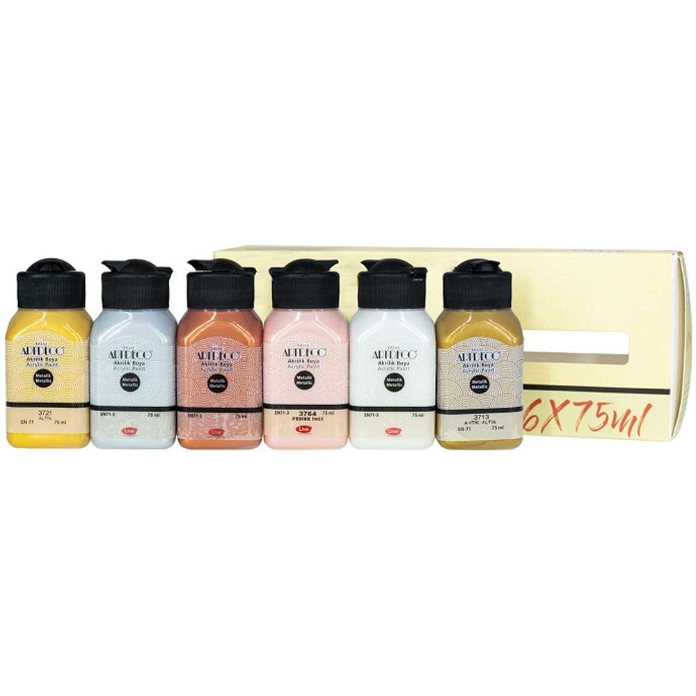Artdeco Akrilik Boya 6x75 ML Set Metalik Renkler LV-Y-070I-AS3