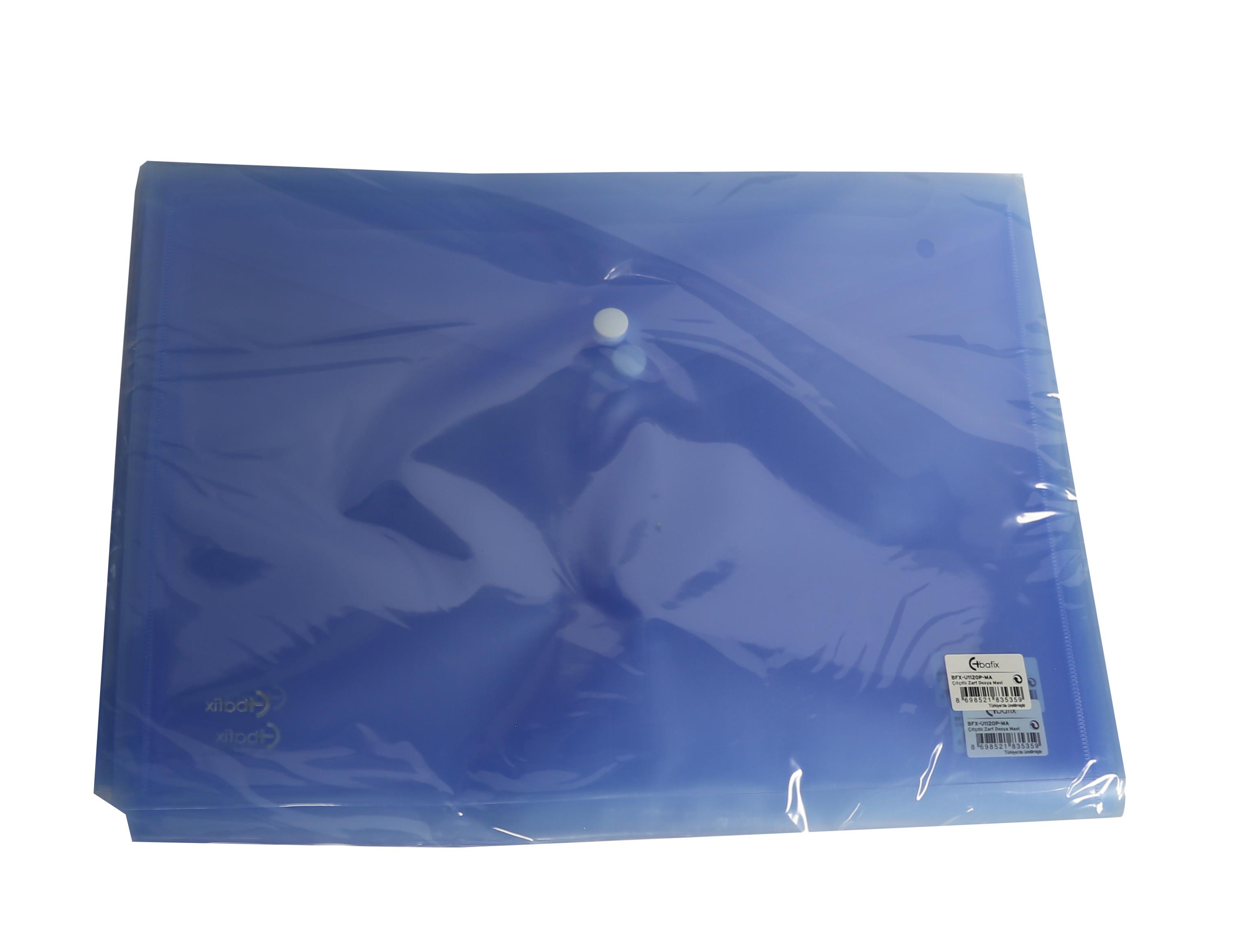 Bafix Çıtçıtlı Zarf Dosya A4 Mavi BFX-U1120P-MA
