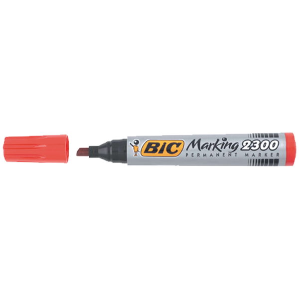 Bic Markör Permanent Kesik Uçlu Kırmızı 2300 03
