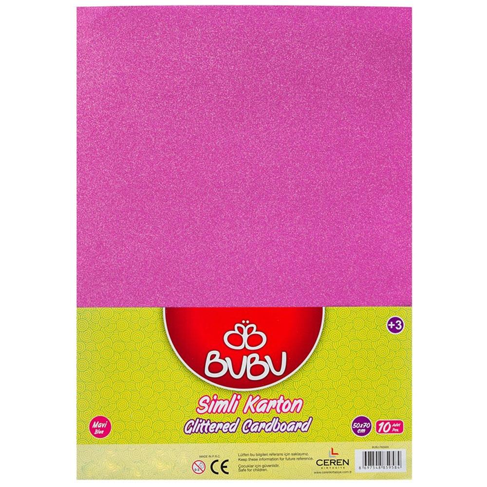 Bu-Bu Fon Kartonu Simli 50x70 Pembe 10 LU