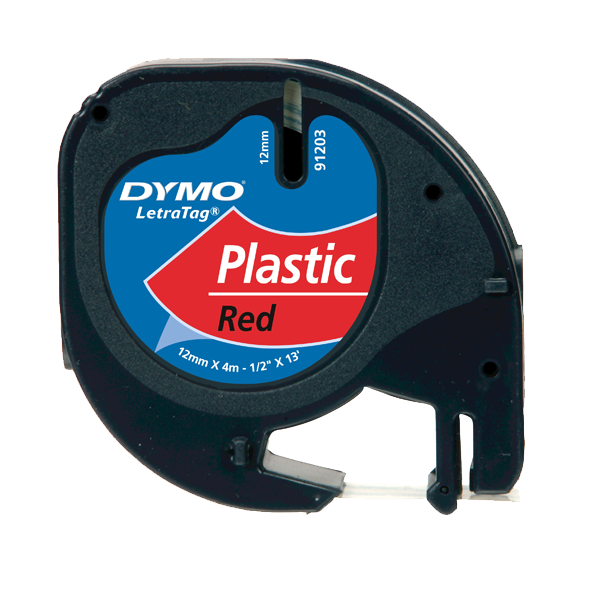 Dymo Letratag Şerit Plastik 12 MMx4 MT Kırmızı 91203