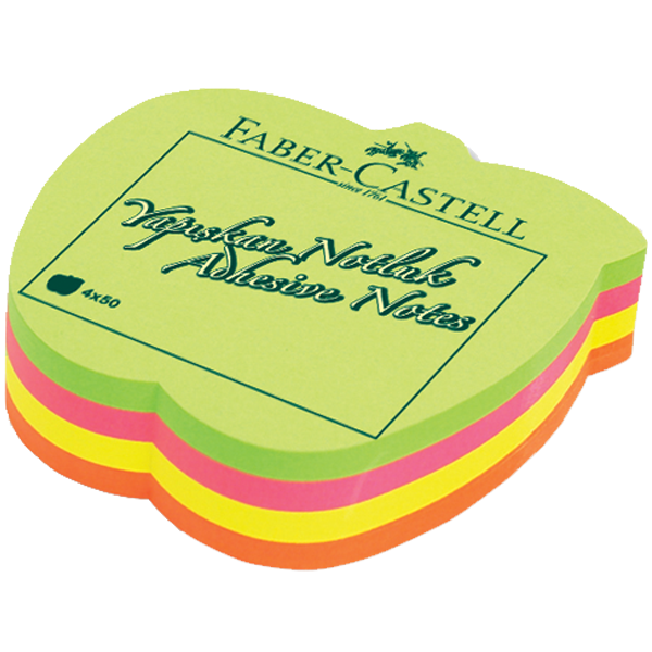 Faber-Castell Şekilli Yapışkanlı Not Kağıdı Elma Şekilli 70x70 4 Renk 583039