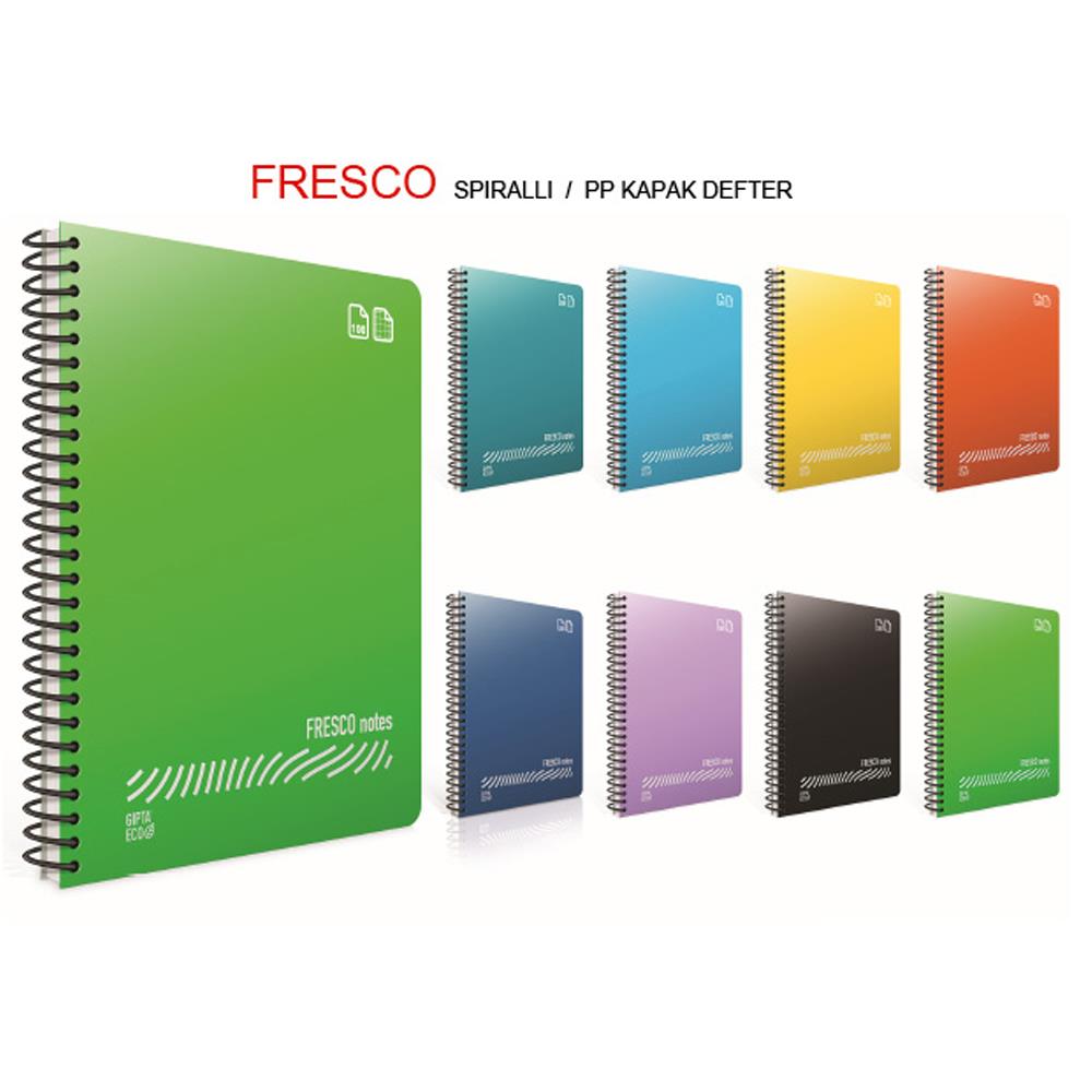 Gıpta Fresco Spiralli Plastik Kapak Defter A4 60 YP Kareli 4931