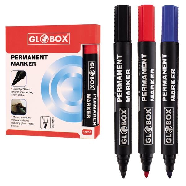 Globox Markör Permanent Yuvarlak Uç Kırmızı 6769