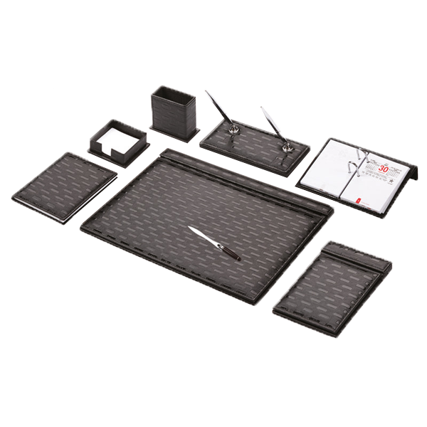 Gülpaş Sümen Takımı 10 Parça Napa Suni Deri Sade Hasır Desenli Siyah 925