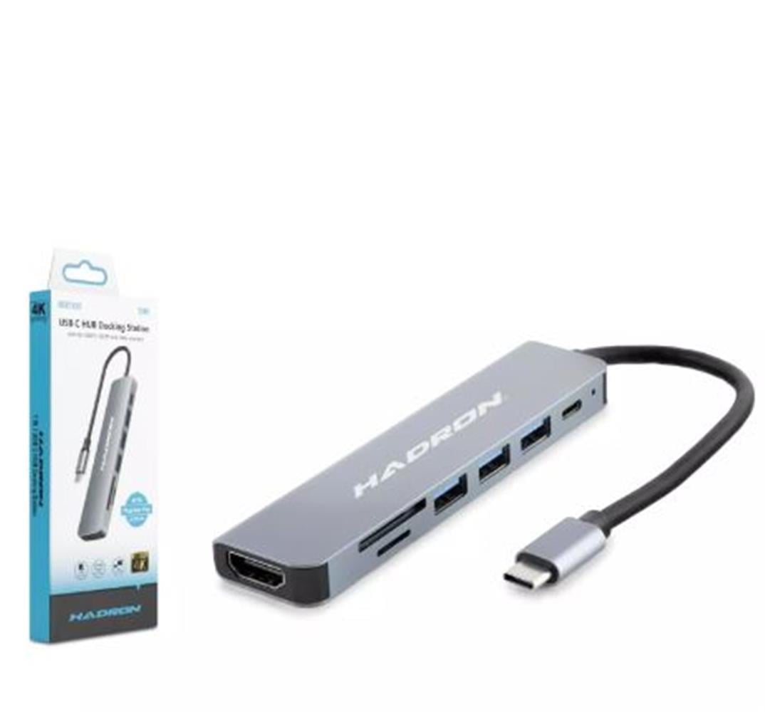 Hadron Hdx7835 Type-C Hdtv Combo Hdmi 4K 30Hz 3-Usb3.0 + Sd + Tf 7In1 Gri