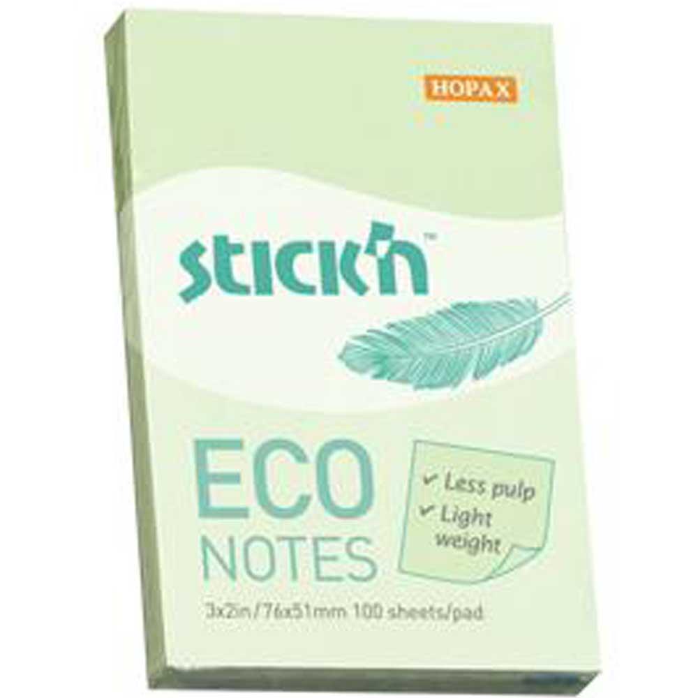 Hopax Stıckn Yapışkanlı Not Kağıdı 100 YP 76x51 Eco Patel Yeşil HE21744