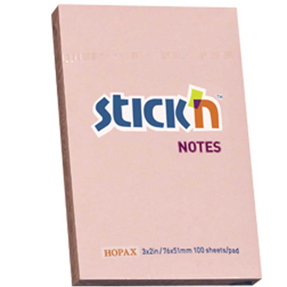 Hopax Stıckn Yapışkanlı Not Kağıdı 100 YP 76x51 Pastel Pembe HE21145
