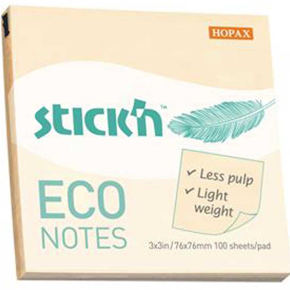 Hopax Stıckn Yapışkanlı Not Kağıdı 100 YP 76x76 Eco Pastel Sarı HE21745