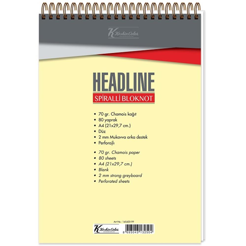 Keskin Color Bloknot A4 80 Yp.Düz Karton Kp.Spr.Headline