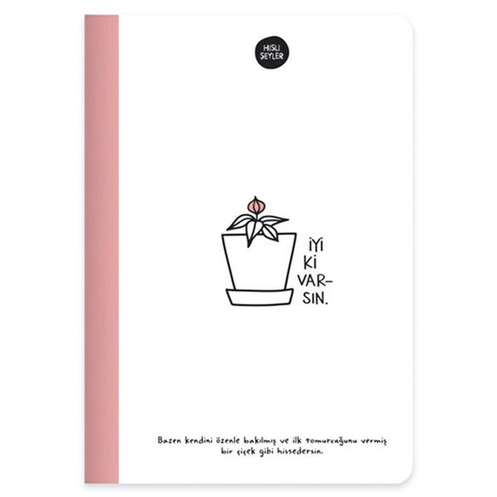 Keskin Color Sert Kapak Cilt Defter Hisli Şeyler 14x20 64 YP Çizgili İyi Ki Varsın
