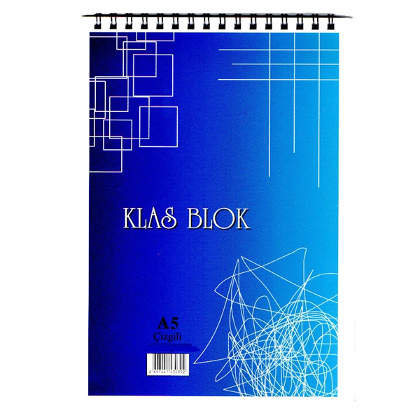 Klas Bloknot Spiralli Çizgili 36 YP A5