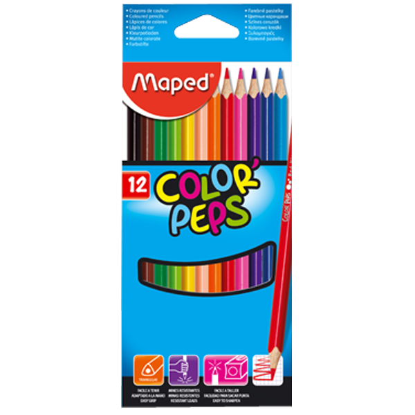 Maped Kuru Boya Karton Kutu Tam Boy Üçgen 12 Renk 183212