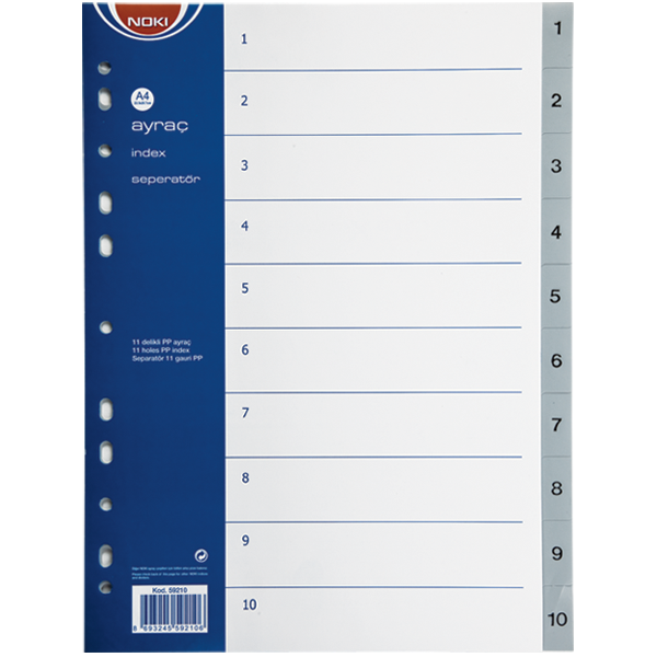 Noki Seperatör 1-10 Rakamlı Plastik A4 59210